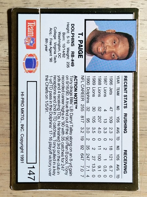 1991 Action Packed #147 Tony Paige