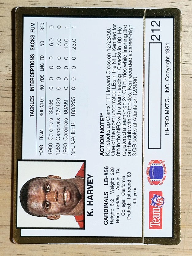 1991 Action Packed #212 Ken Harvey