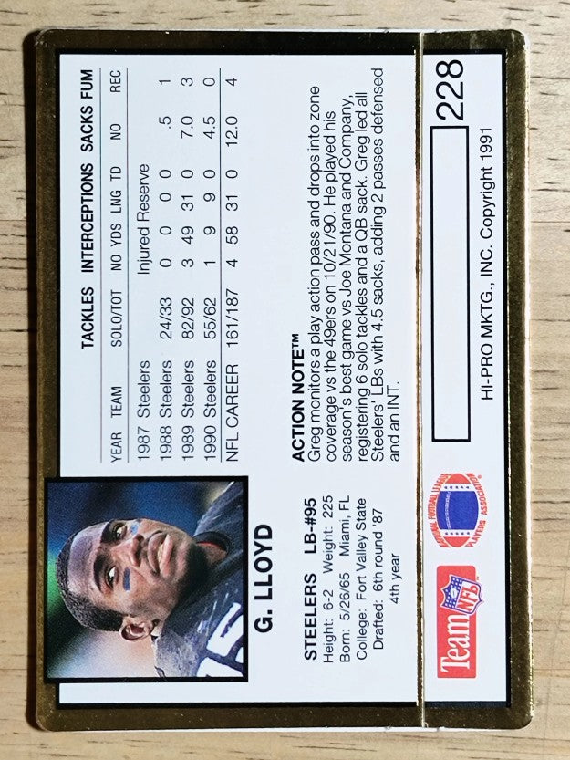 1991 Action Packed #228 Greg Lloyd
