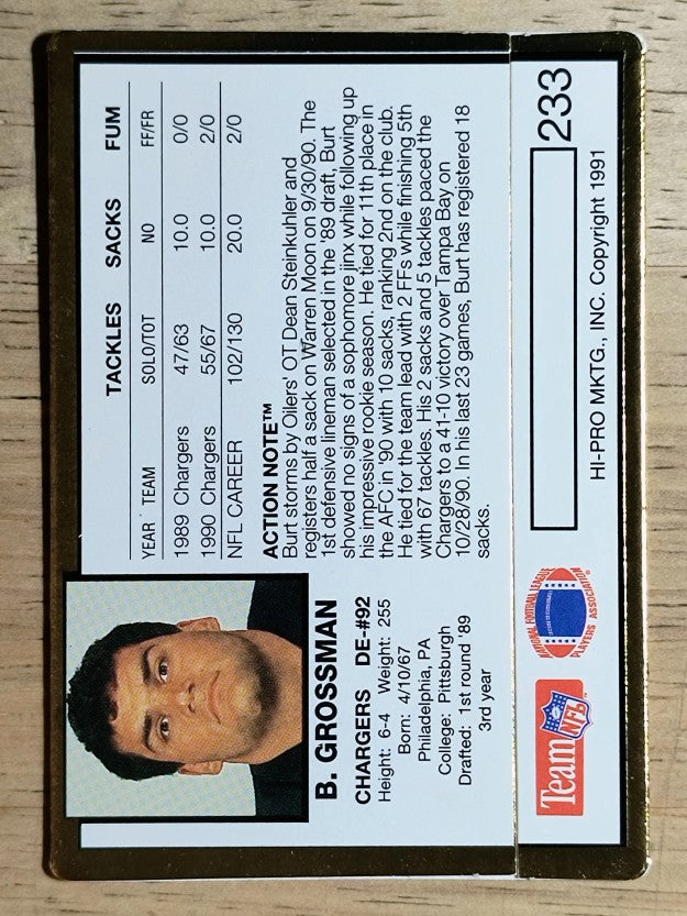 1991 Action Packed #233 Burt Grossman