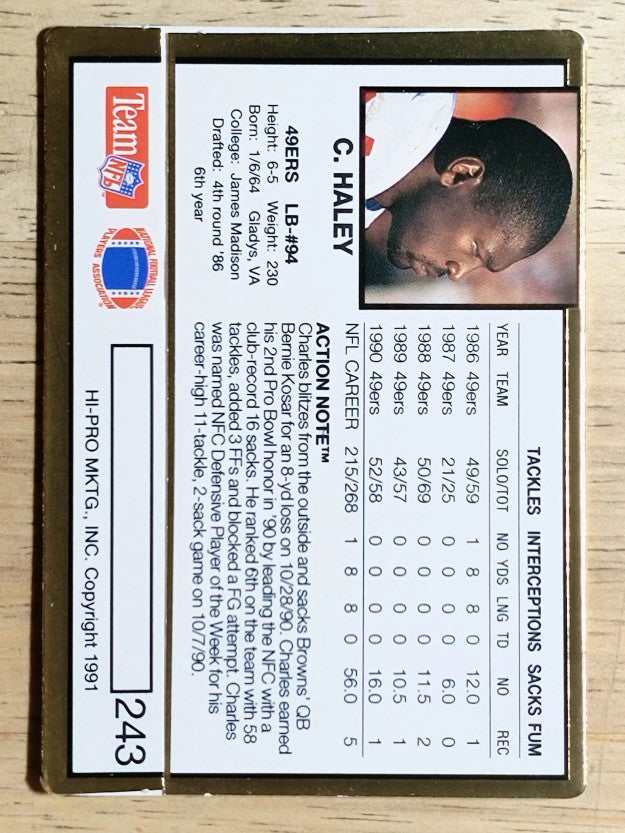 1991 Action Packed #243 Charles Haley
