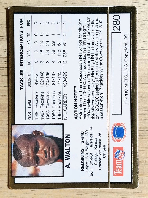 1991 Action Packed #280 Alvin Walton
