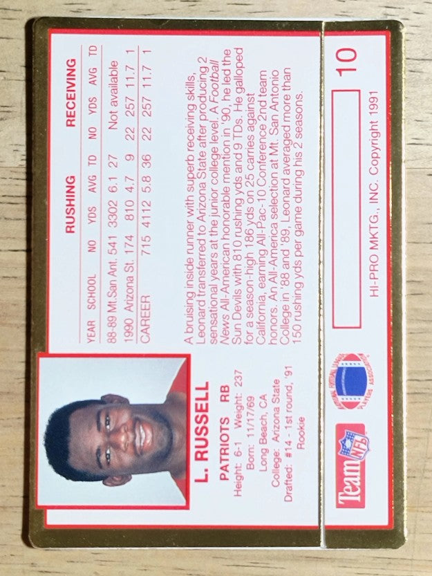 1991 Action Packed Rookie Update #10 Leonard Russell RC