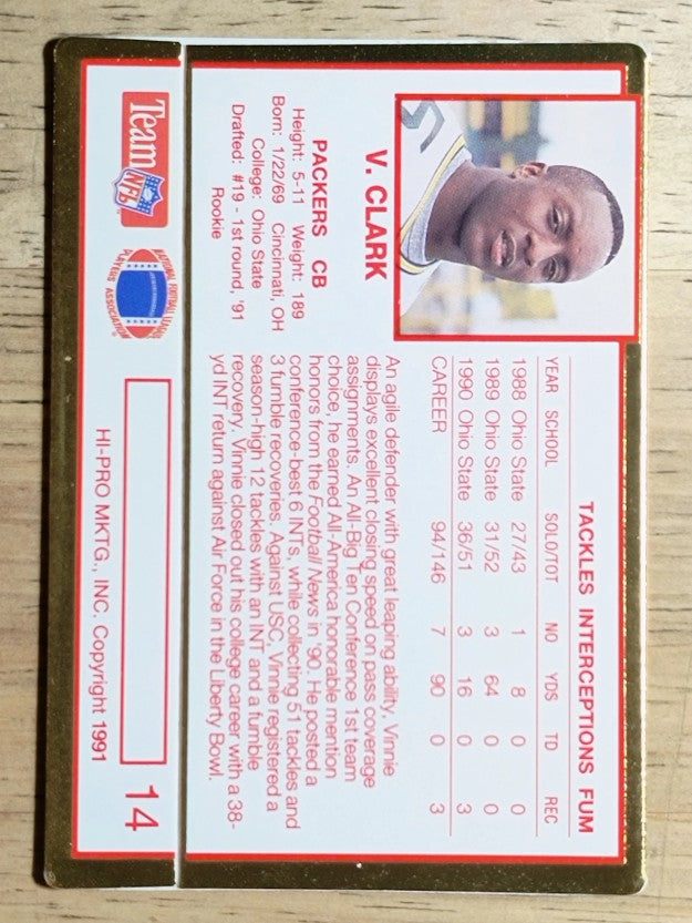 1991 Action Packed Rookie Update #14 Vinnie Clark RC