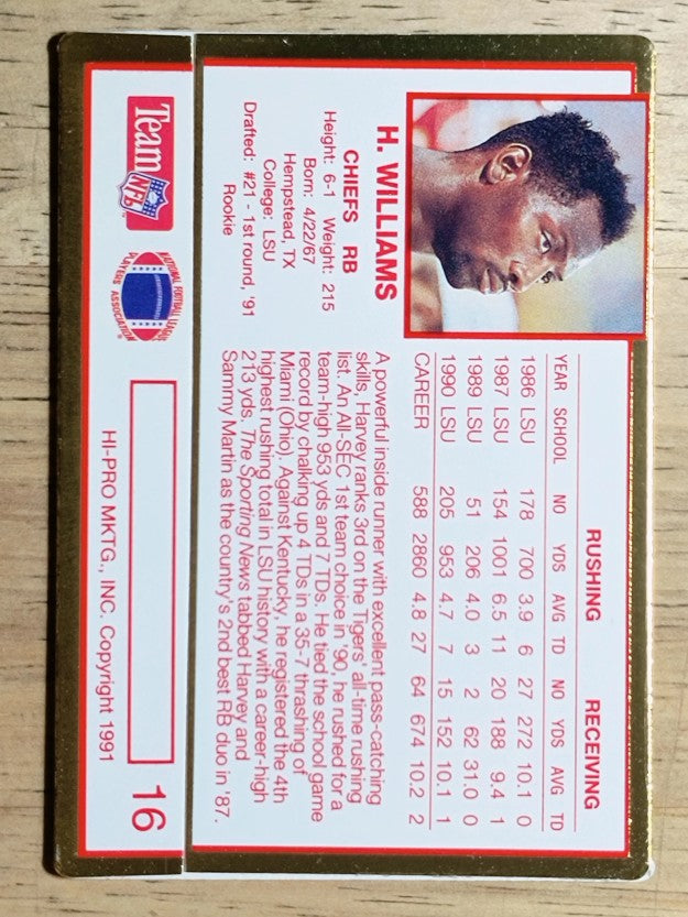 1991 Action Packed Rookie Update #16 Harvey Williams RC
