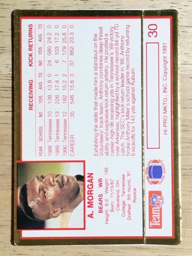 1991 Action Packed Rookie Update #30 Anthony Morgan RC