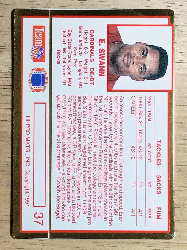 1991 Action Packed Rookie Update #37 Eric Swann RC
