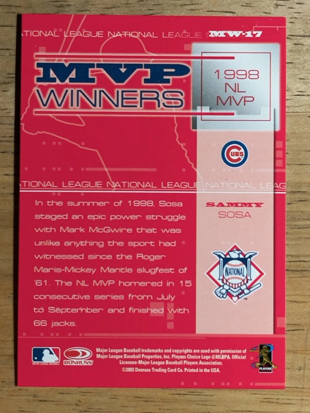 2004 Leaf MVP Winners Second Edition #17 Sammy Sosa