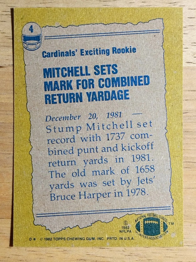 1982 Topps #4 Stump Mitchell RB