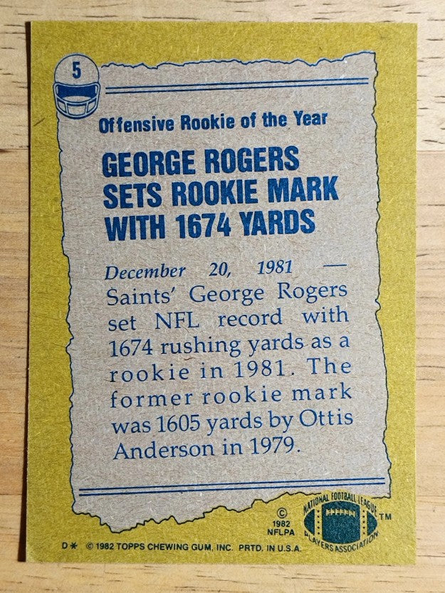 1982 Topps #5 George Rogers RB