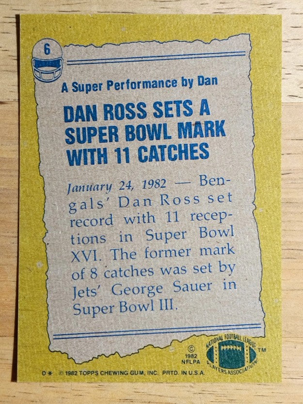 1982 Topps #6 Dan Ross RB