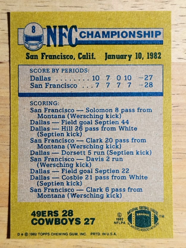 1982 Topps #8 NFC Championship/Earl Cooper