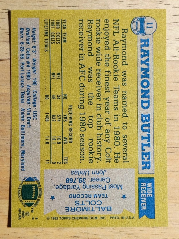 1982 Topps #11 Raymond Butler