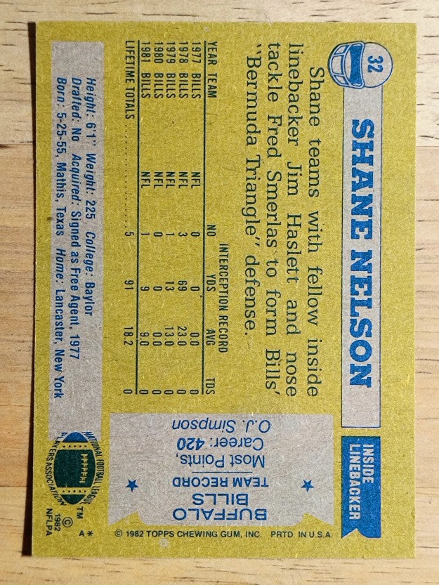 1982 Topps #32 Shane Nelson
