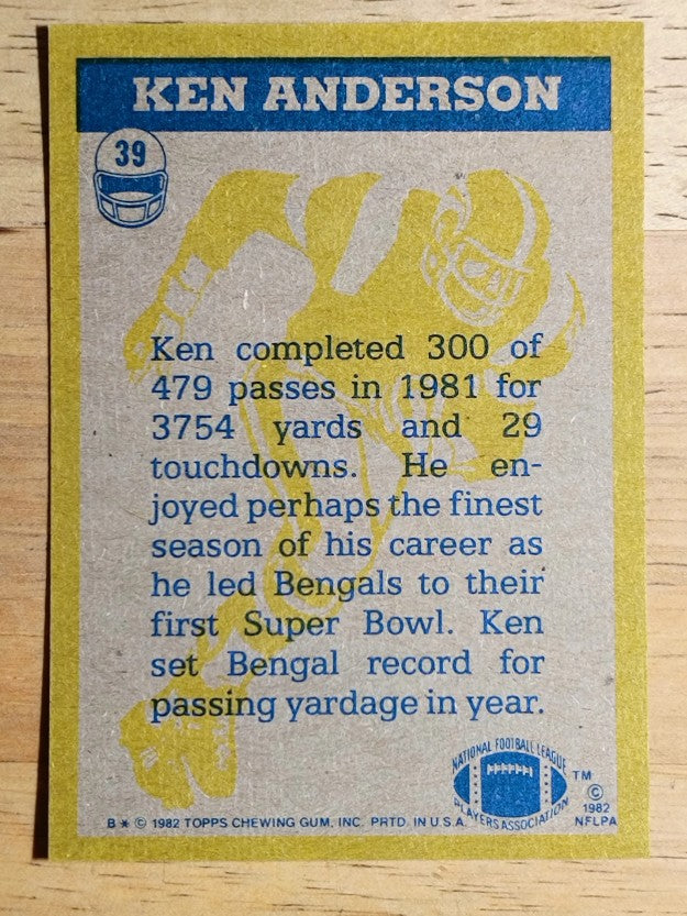 1982 Topps #39 Ken Anderson IA