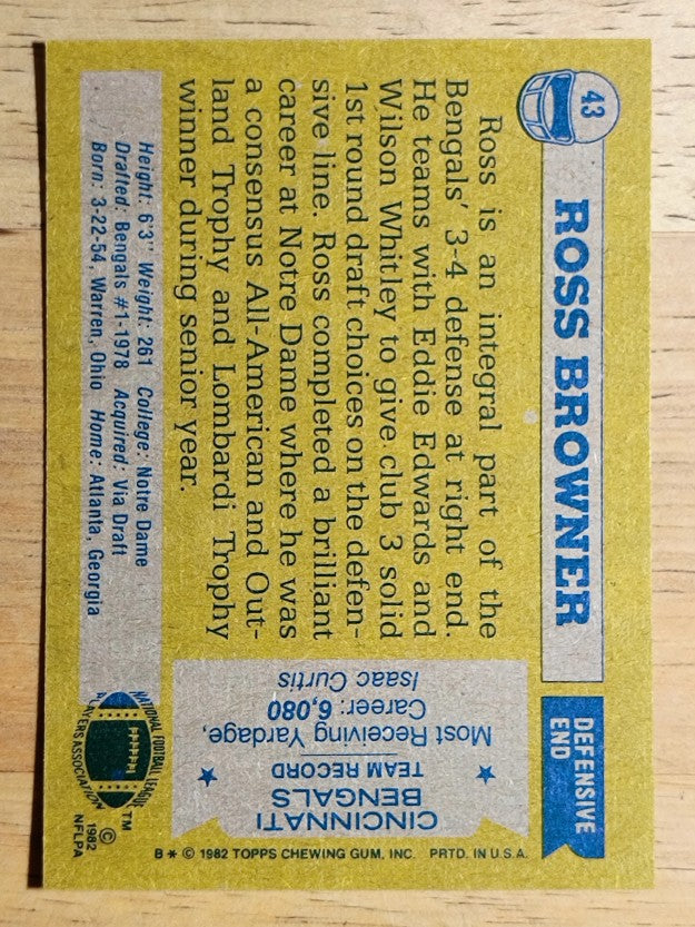 1982 Topps #43 Ross Browner