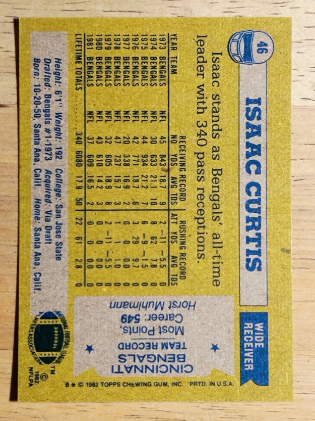 1982 Topps #46 Isaac Curtis