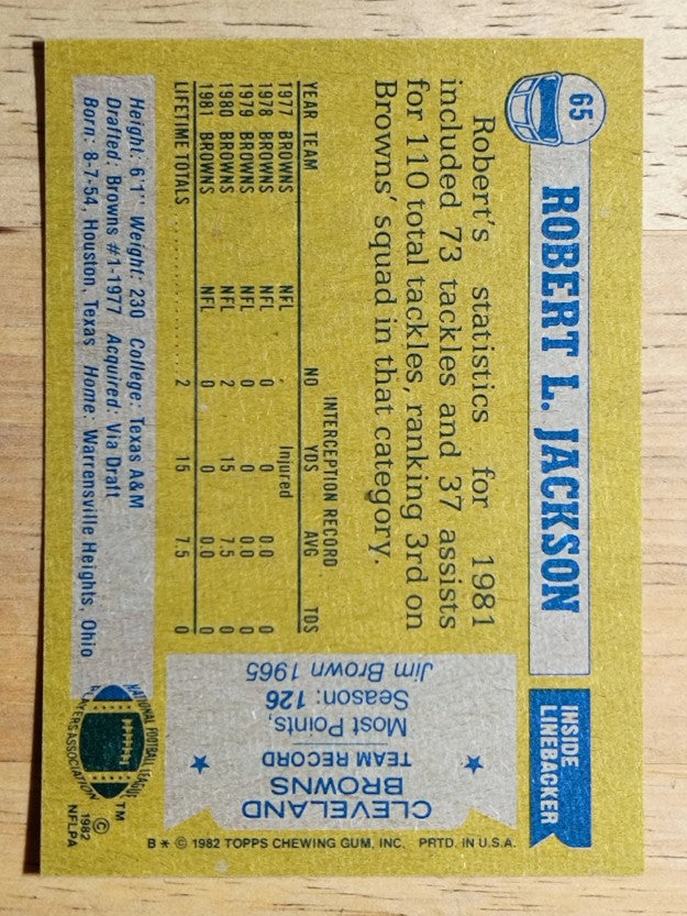 1982 Topps #65 Robert L. Jackson RC