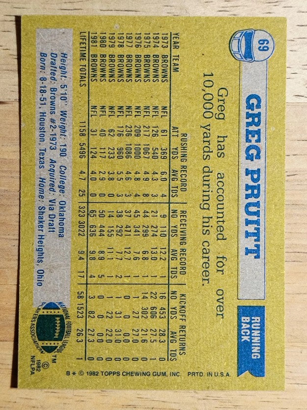 1982 Topps #69 Greg Pruitt