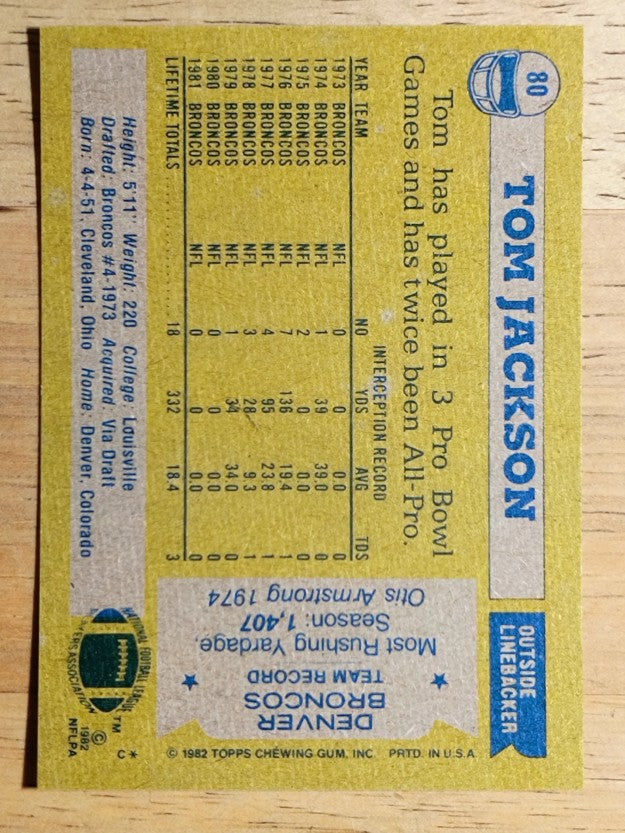1982 Topps #80 Tom Jackson