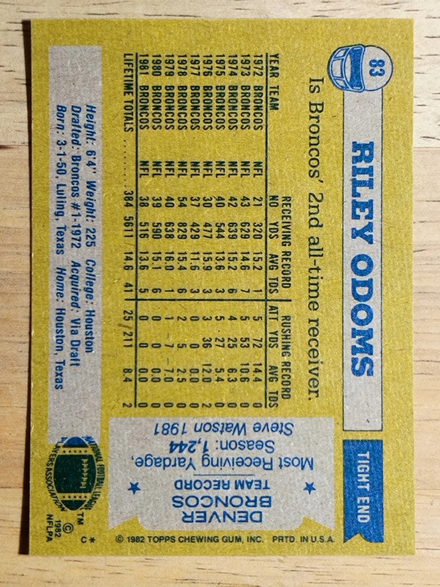 1982 Topps #83 Riley Odoms