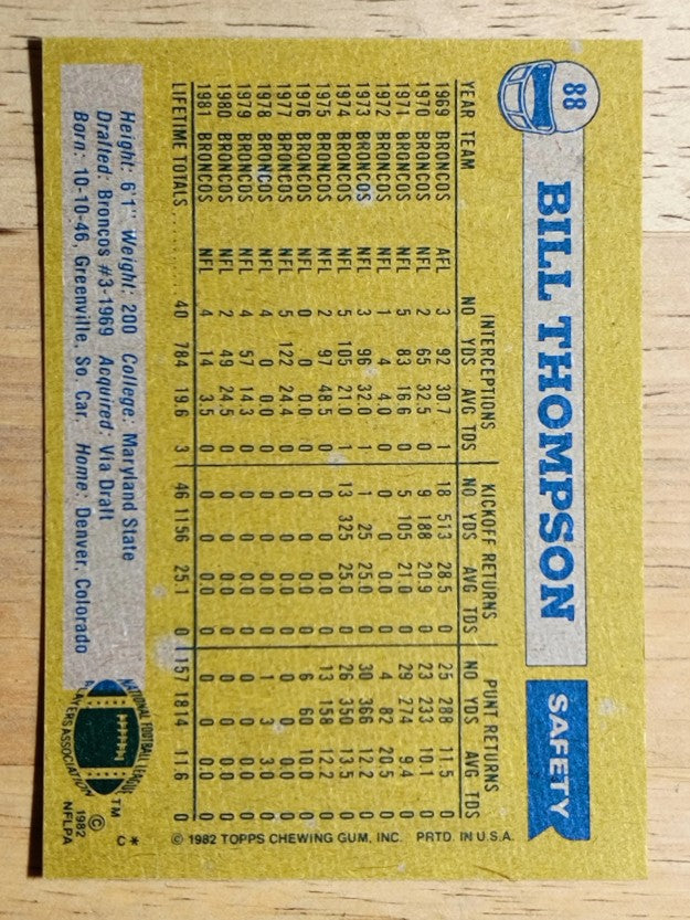 1982 Topps #88 Bill Thompson