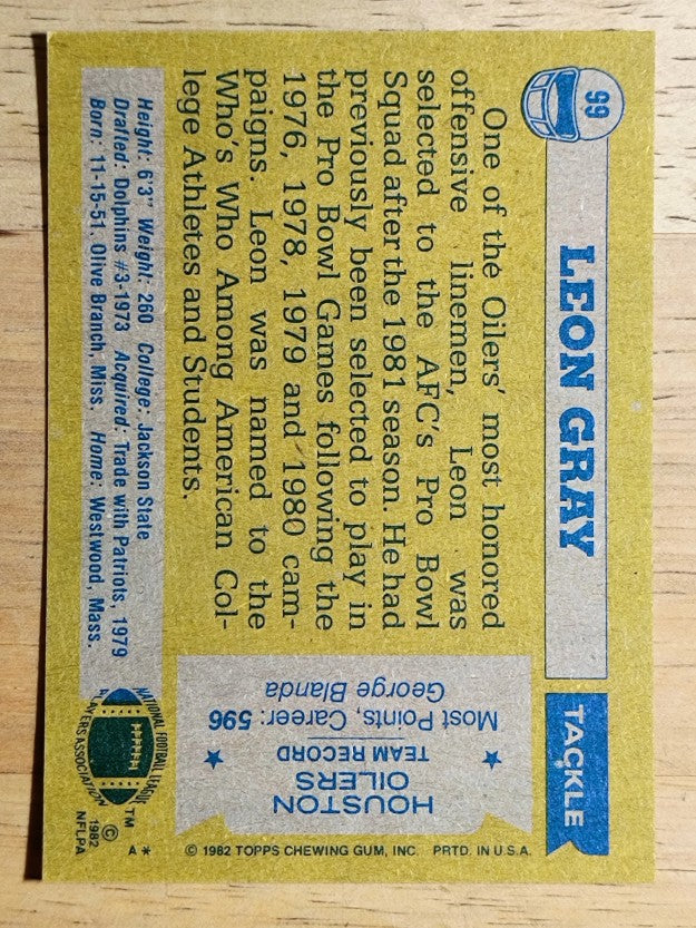 1982 Topps #99 Leon Gray