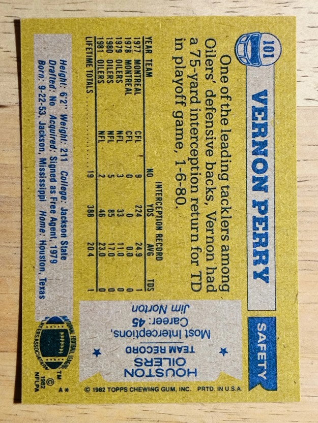 1982 Topps #101 Vernon Perry
