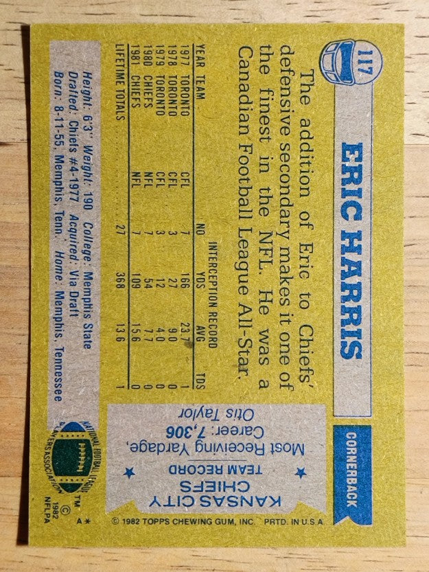 1982 Topps #117 Eric Harris