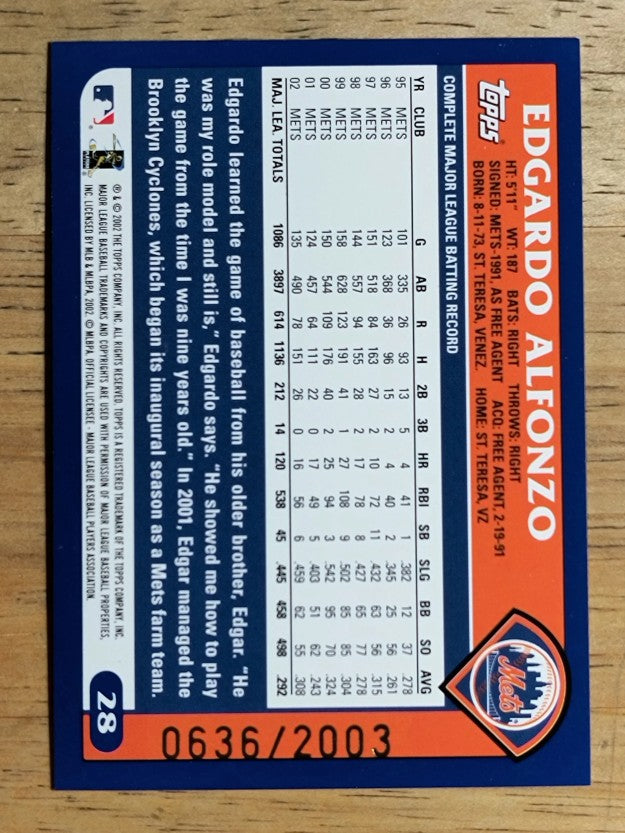 2003 Topps Gold #28 Edgardo Alfonzo