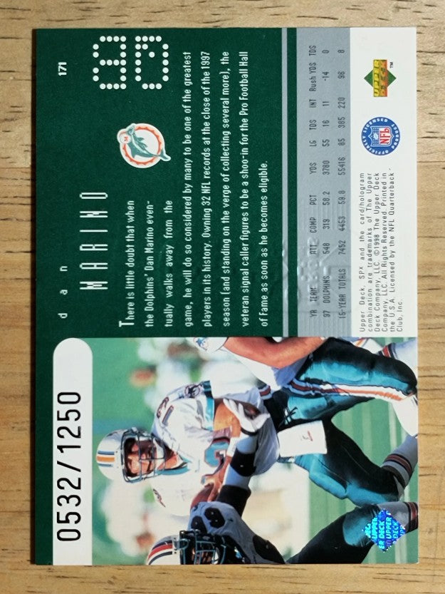 1998 SPx Finite #171 Dan Marino HG