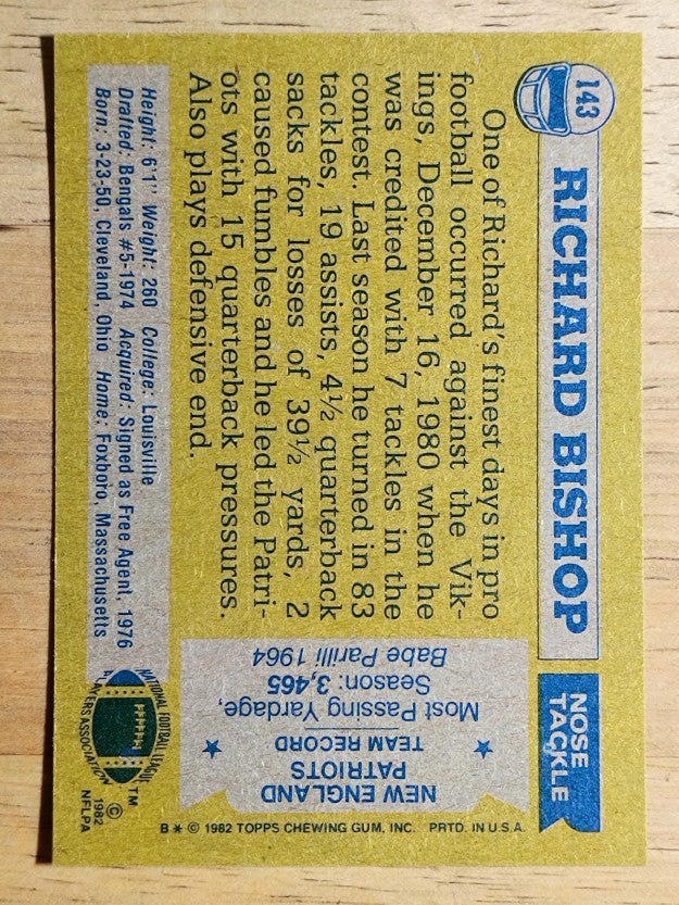 1982 Topps #143 Richard Bishop