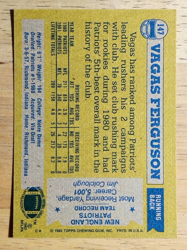 1982 Topps #147 Vagas Ferguson