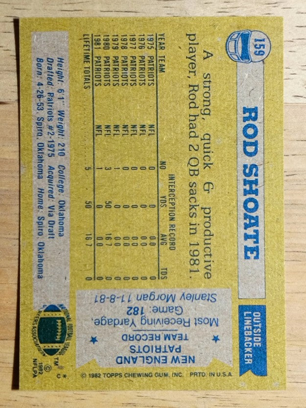 1982 Topps #159 Rod Shoate RC
