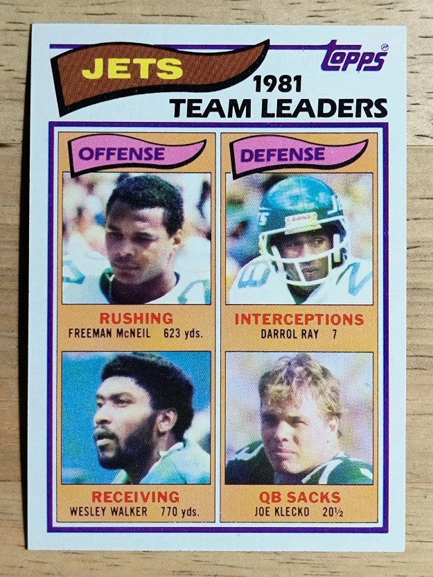 1982 Topps #160 Jets TL/Freeman McNeil/Wesley Walker/Darrol Ray/Joe Klecko