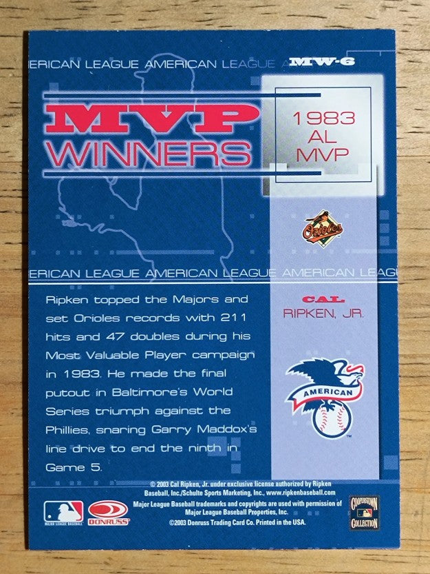 2004 Leaf MVP Winners Second Edition #6 Cal Ripken 83