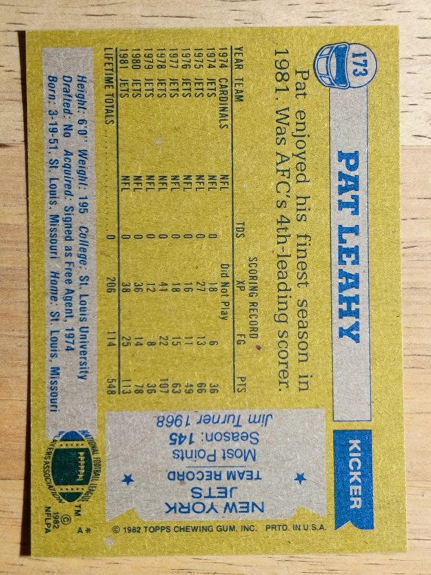 1982 Topps #173 Pat Leahy
