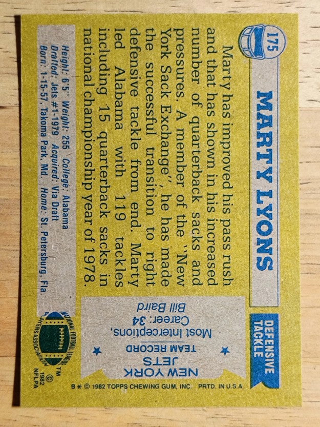 1982 Topps #175 Marty Lyons