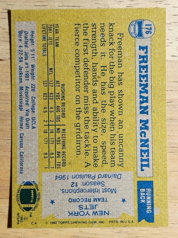 1982 Topps #176 Freeman McNeil RC