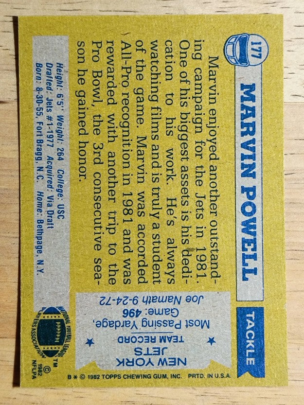 1982 Topps #177 Marvin Powell