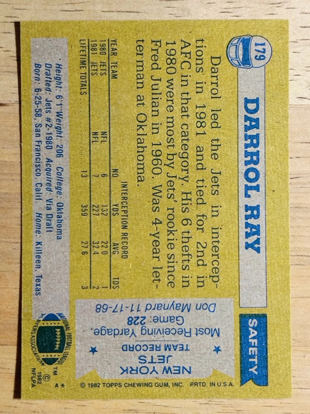 1982 Topps #179 Darrol Ray