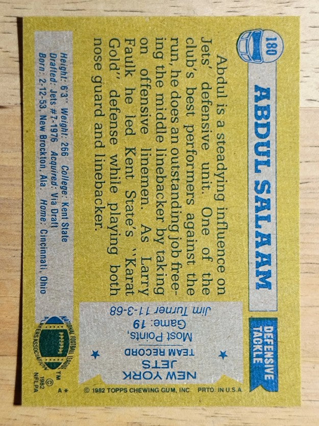 1982 Topps #180 Abdul Salaam