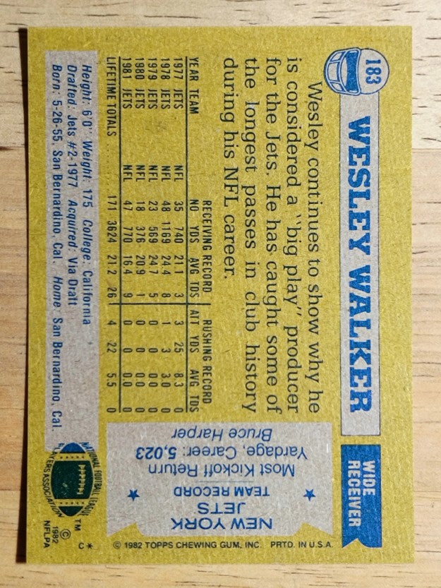 1982 Topps #183 Wesley Walker