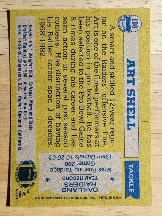1982 Topps #198 Art Shell