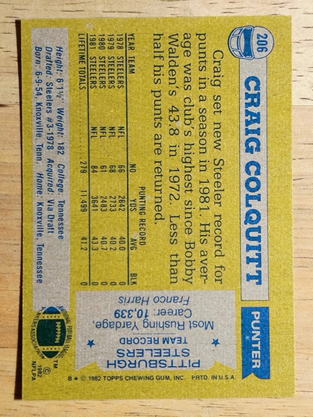 1982 Topps #206 Craig Colquitt