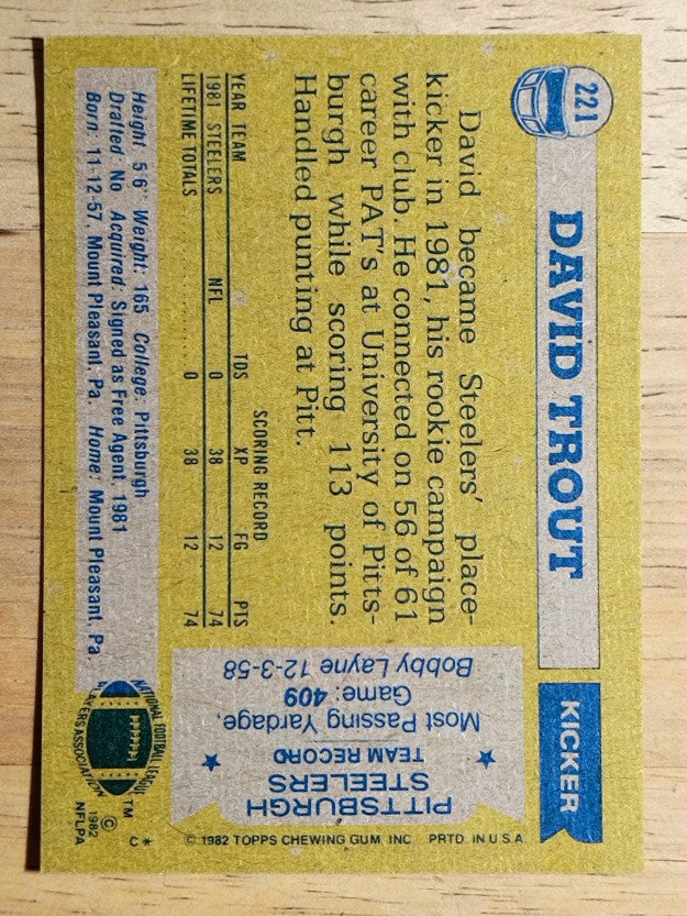 1982 Topps #221 David Trout