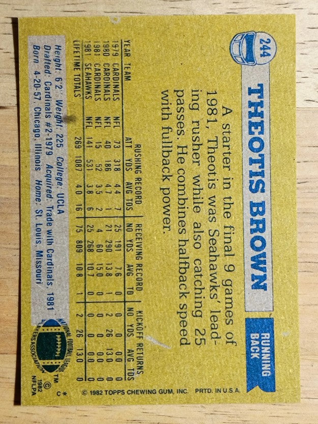 1982 Topps #244 Theotis Brown