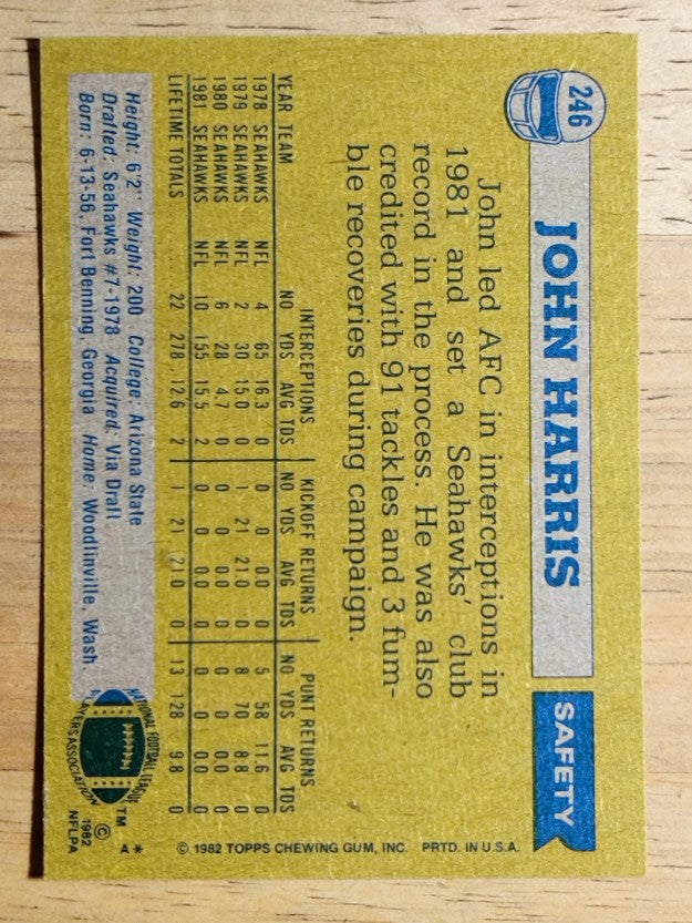 1982 Topps #246 John Harris RC