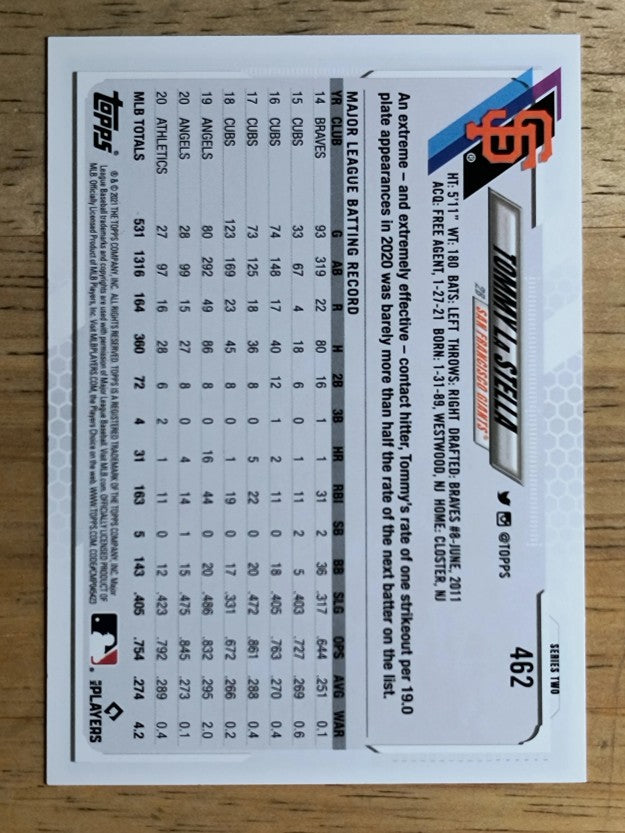 2021 Topps #462 Tommy La Stella