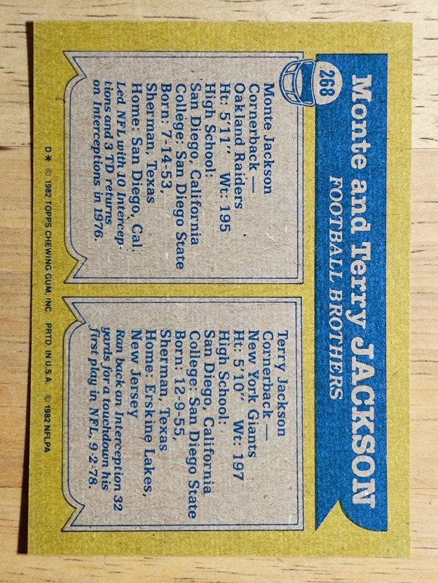 1982 Topps #268 Brothers: Jackson/Monte and Terry